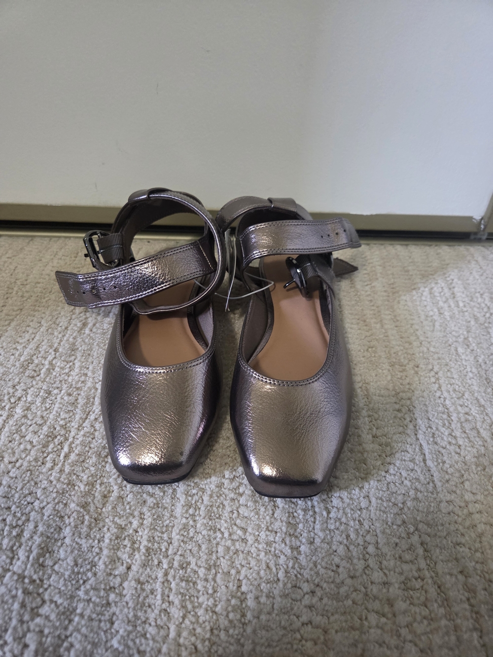Old Navy Metallic Pewter Purple Mary Jane Flats